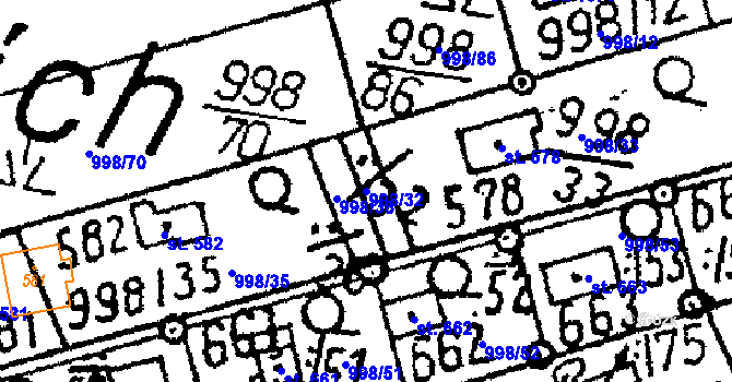 Parcela st. 998/32 v KÚ Vráž u Berouna, Katastrální mapa