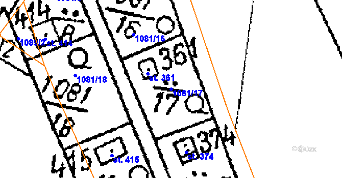 Parcela st. 1081/17 v KÚ Vráž u Berouna, Katastrální mapa