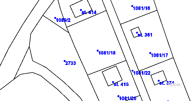Parcela st. 1081/18 v KÚ Vráž u Berouna, Katastrální mapa