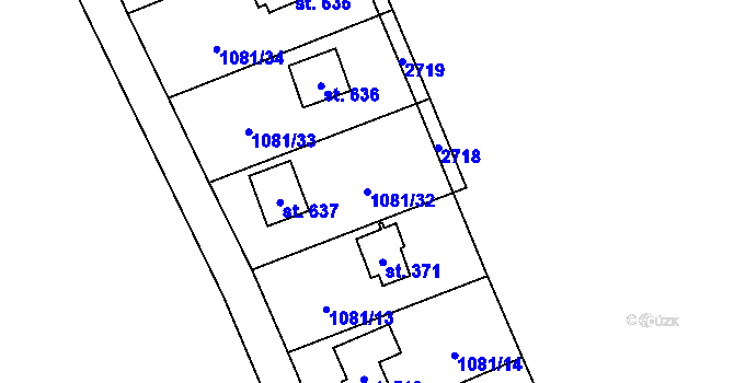 Parcela st. 1081/32 v KÚ Vráž u Berouna, Katastrální mapa