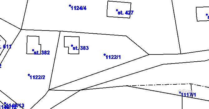 Parcela st. 1122/1 v KÚ Vráž u Berouna, Katastrální mapa