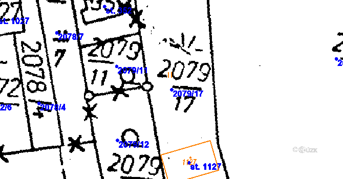 Parcela st. 2079/17 v KÚ Vráž u Berouna, Katastrální mapa