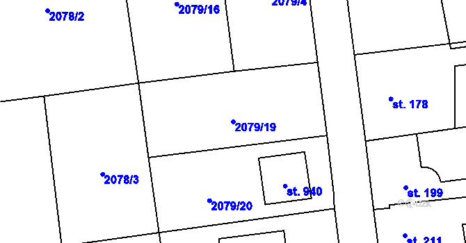Parcela st. 2079/19 v KÚ Vráž u Berouna, Katastrální mapa