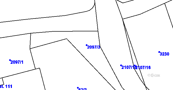 Parcela st. 2097/3 v KÚ Vráž u Berouna, Katastrální mapa