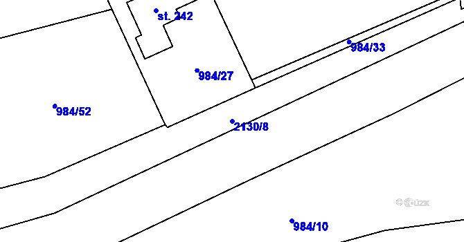 Parcela st. 2130/8 v KÚ Vráž u Berouna, Katastrální mapa