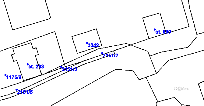 Parcela st. 2151/2 v KÚ Vráž u Berouna, Katastrální mapa
