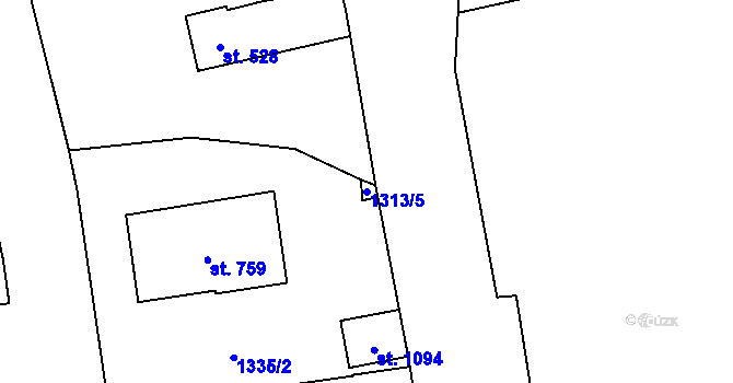 Parcela st. 1313/5 v KÚ Vráž u Berouna, Katastrální mapa