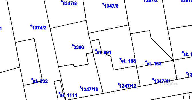 Parcela st. 991 v KÚ Vráž u Berouna, Katastrální mapa