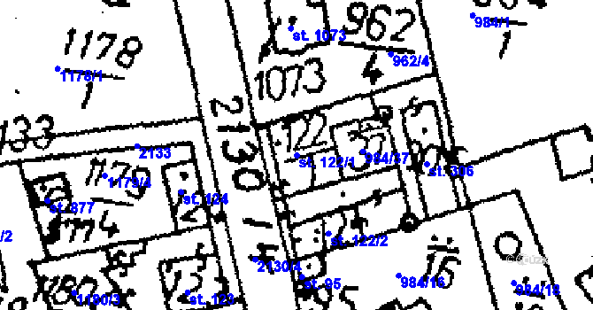 Parcela st. 122/1 v KÚ Vráž u Berouna, Katastrální mapa