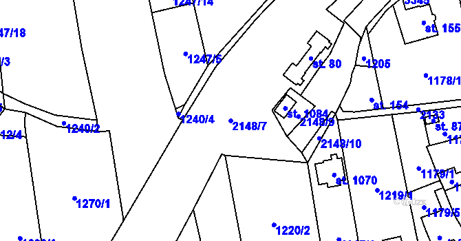 Parcela st. 2148/7 v KÚ Vráž u Berouna, Katastrální mapa