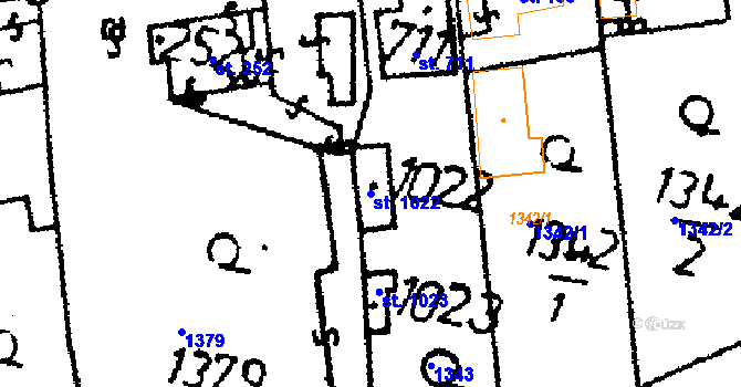 Parcela st. 1022 v KÚ Vráž u Berouna, Katastrální mapa