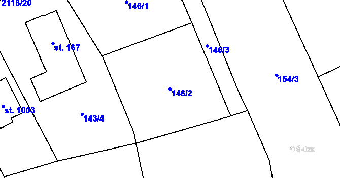 Parcela st. 146/2 v KÚ Vráž u Berouna, Katastrální mapa