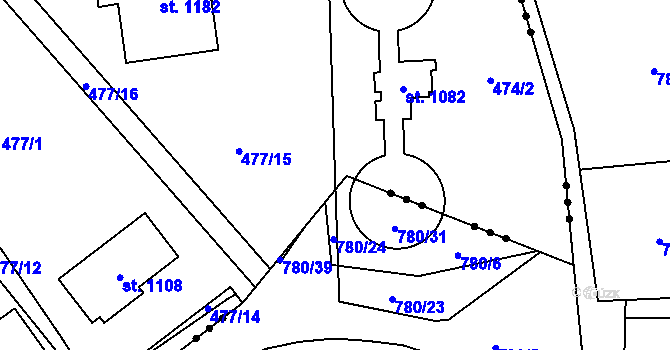 Parcela st. 477/6 v KÚ Vráž u Berouna, Katastrální mapa