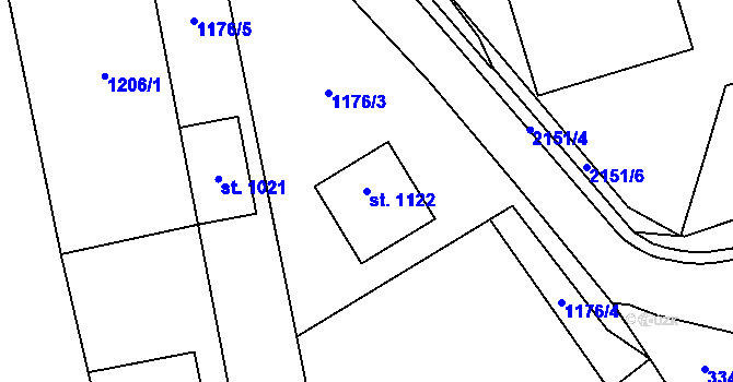 Parcela st. 1122 v KÚ Vráž u Berouna, Katastrální mapa