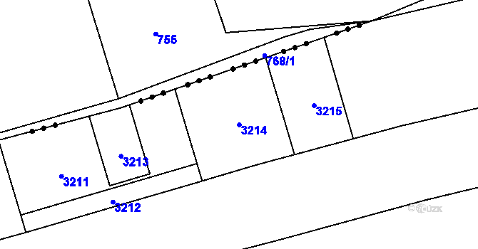 Parcela st. 3214 v KÚ Vráž u Berouna, Katastrální mapa