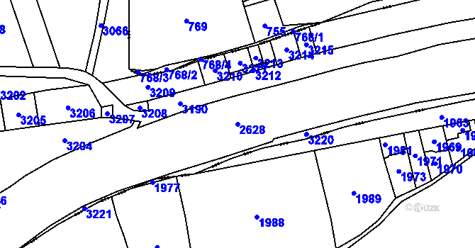 Parcela st. 2628 v KÚ Vráž u Berouna, Katastrální mapa