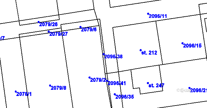 Parcela st. 2096/38 v KÚ Vráž u Berouna, Katastrální mapa