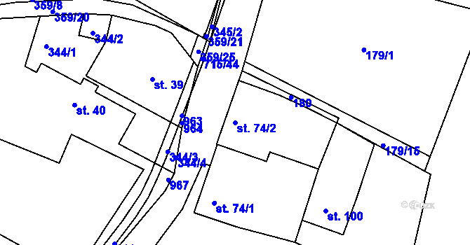 Parcela st. 74/2 v KÚ Vráž u Písku, Katastrální mapa