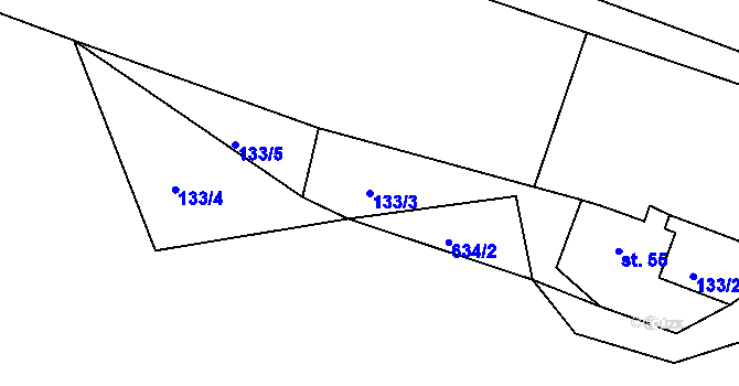 Parcela st. 133/3 v KÚ Vráž u Písku, Katastrální mapa