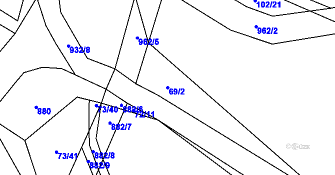 Parcela st. 69/2 v KÚ Vražkov, Katastrální mapa