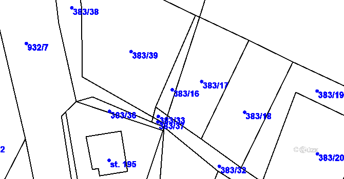 Parcela st. 383/16 v KÚ Vražkov, Katastrální mapa
