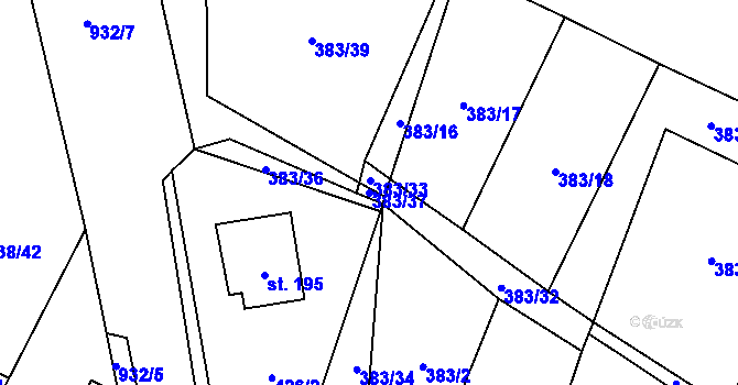 Parcela st. 383/37 v KÚ Vražkov, Katastrální mapa
