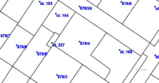 Parcela st. 878/4 v KÚ Vražkov, Katastrální mapa