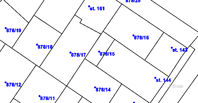 Parcela st. 878/15 v KÚ Vražkov, Katastrální mapa
