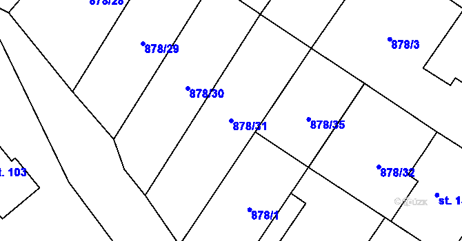 Parcela st. 878/31 v KÚ Vražkov, Katastrální mapa