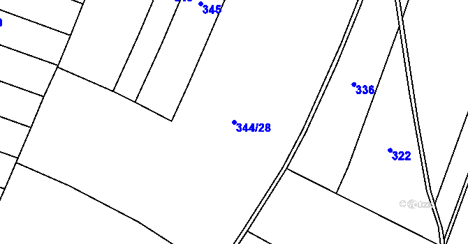 Parcela st. 344/28 v KÚ Vražkov, Katastrální mapa