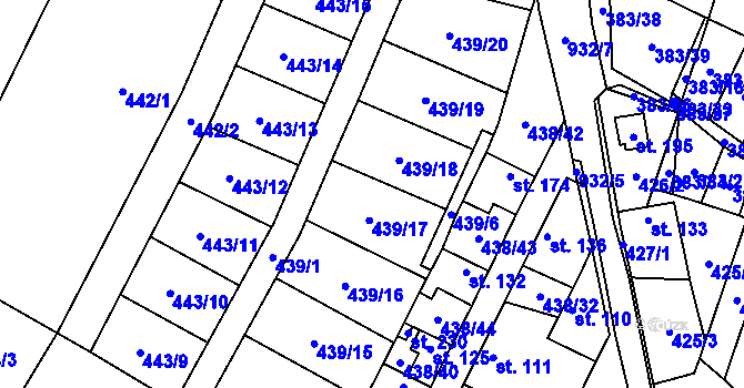 Parcela st. 439 v KÚ Vražkov, Katastrální mapa