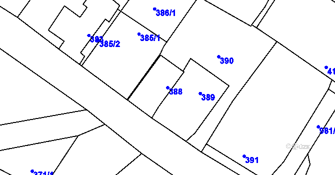 Parcela st. 388 v KÚ Vražné u Oder, Katastrální mapa