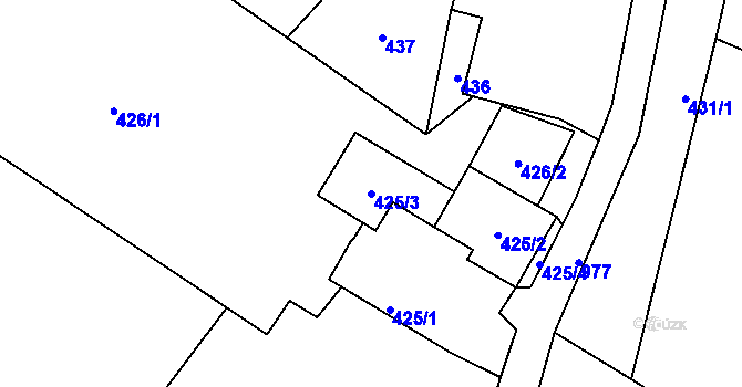 Parcela st. 425/3 v KÚ Vražné u Oder, Katastrální mapa