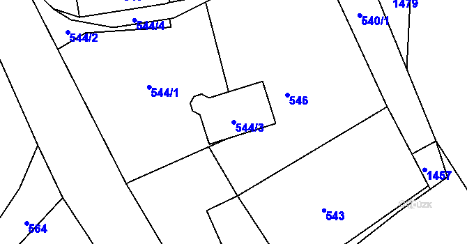 Parcela st. 544/3 v KÚ Vražné u Oder, Katastrální mapa