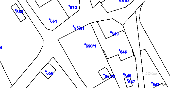Parcela st. 650/1 v KÚ Vražné u Oder, Katastrální mapa
