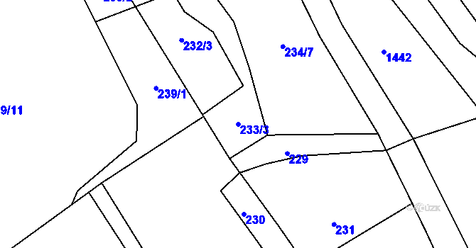 Parcela st. 233/3 v KÚ Vražné u Oder, Katastrální mapa