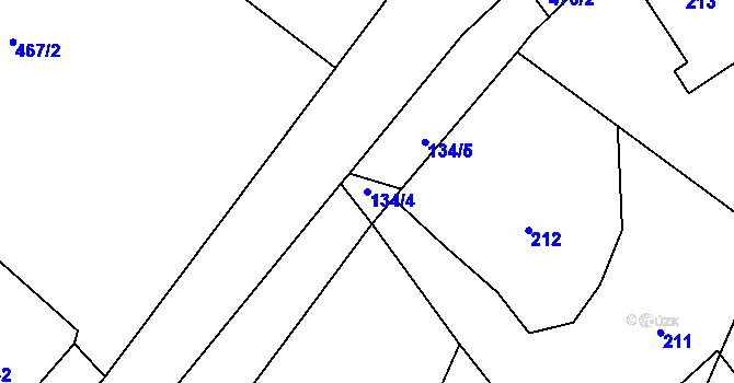 Parcela st. 134/4 v KÚ Hynčice u Vražného, Katastrální mapa
