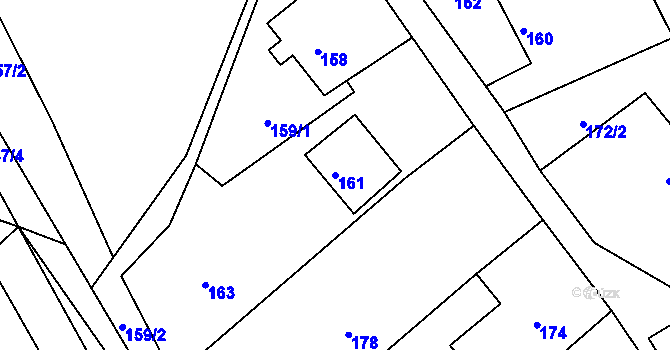 Parcela st. 161 v KÚ Hynčice u Vražného, Katastrální mapa