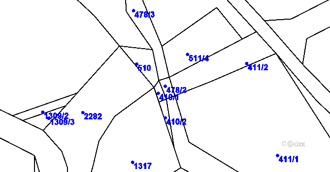 Parcela st. 478/2 v KÚ Hynčice u Vražného, Katastrální mapa