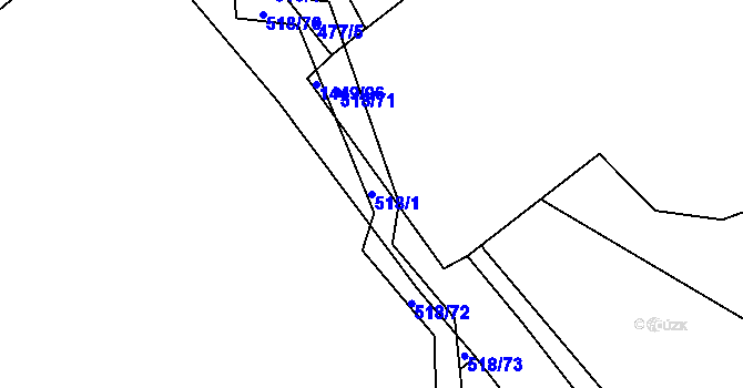 Parcela st. 518/1 v KÚ Hynčice u Vražného, Katastrální mapa