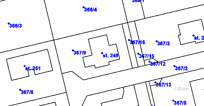 Parcela st. 249 v KÚ Dubany na Hané, Katastrální mapa