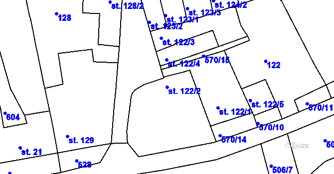 Parcela st. 122/2 v KÚ Dubany na Hané, Katastrální mapa