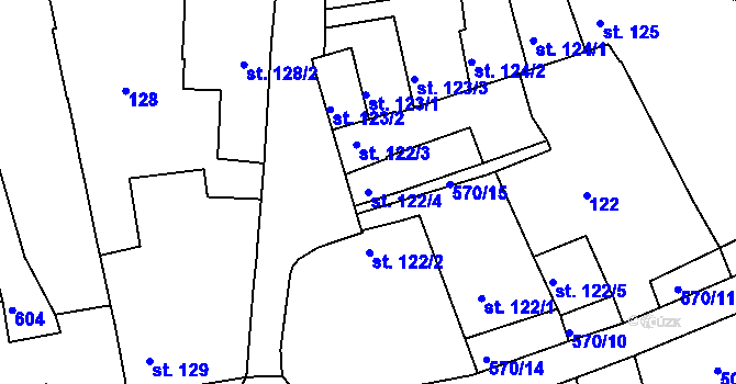 Parcela st. 122/4 v KÚ Dubany na Hané, Katastrální mapa