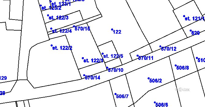 Parcela st. 122/5 v KÚ Dubany na Hané, Katastrální mapa