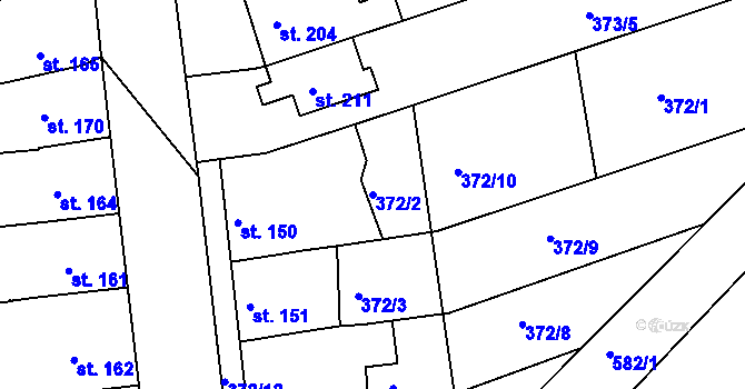 Parcela st. 372/2 v KÚ Dubany na Hané, Katastrální mapa