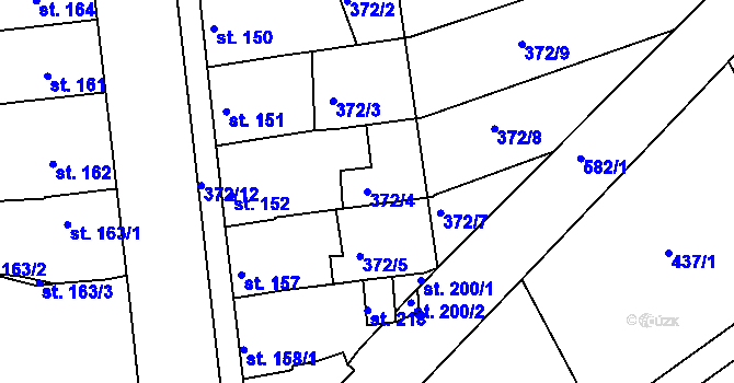 Parcela st. 372/4 v KÚ Dubany na Hané, Katastrální mapa