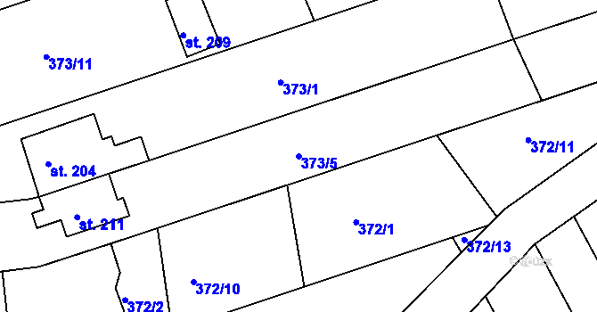 Parcela st. 373/5 v KÚ Dubany na Hané, Katastrální mapa