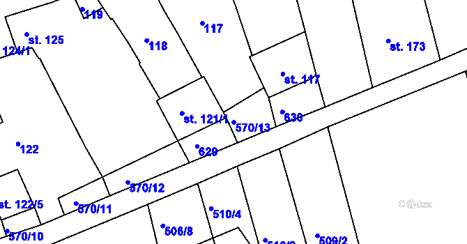 Parcela st. 570/13 v KÚ Dubany na Hané, Katastrální mapa