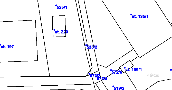 Parcela st. 525/2 v KÚ Dubany na Hané, Katastrální mapa