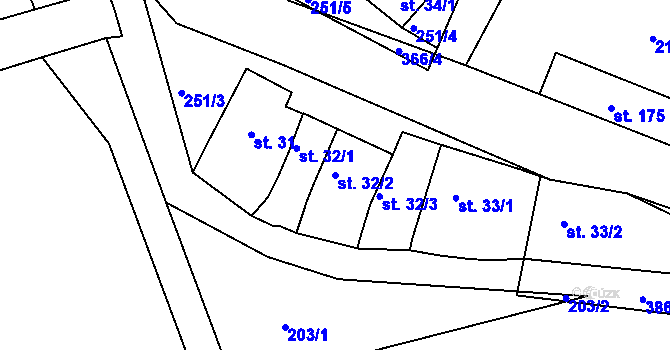 Parcela st. 32/2 v KÚ Štětovice, Katastrální mapa